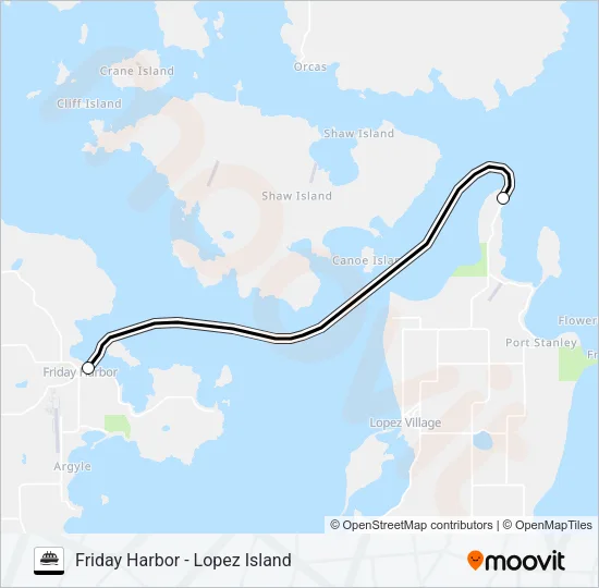 FRIDAY HARBOR - LOPEZ ISLAND Ferry Line Map