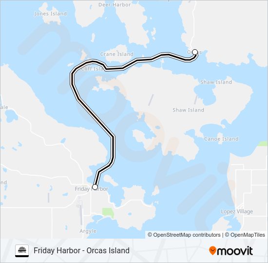FRIDAY HARBOR - ORCAS ISLAND Ferry Line Map