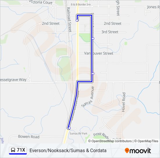 71X Bus Line Map