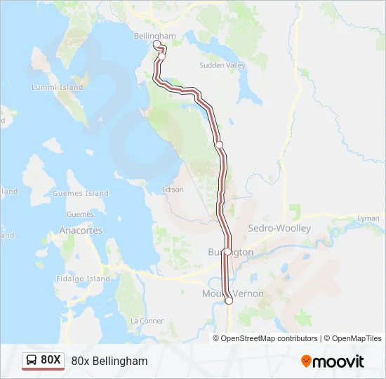 80X Bus Line Map