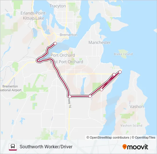 SOUTHWORTH WORKER/DRIVER Bus Line Map