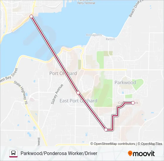 PARKWOOD/PONDEROSA WORKER/DRIVER Bus Line Map