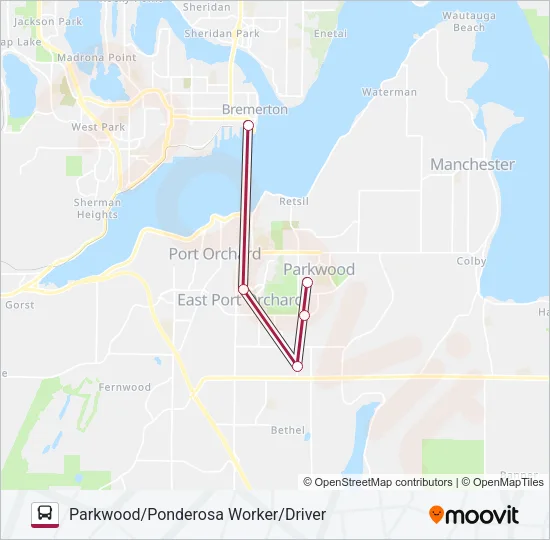 PARKWOOD/PONDEROSA WORKER/DRIVER Bus Line Map