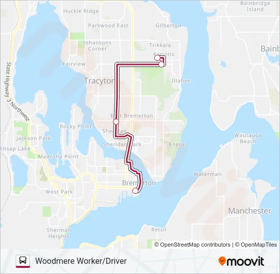 WOODMERE WORKER/DRIVER Bus Line Map