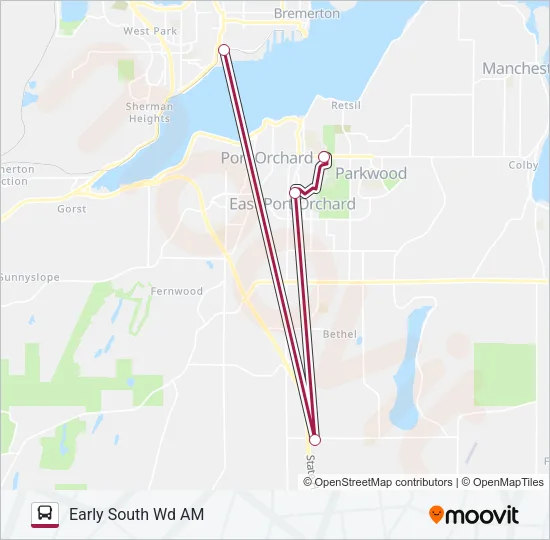 EARLY SOUTH WORKER/DRIVER Bus Line Map