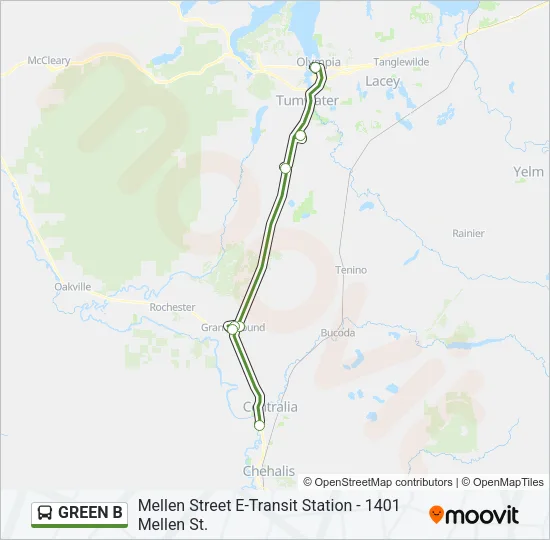 GREEN B Bus Line Map