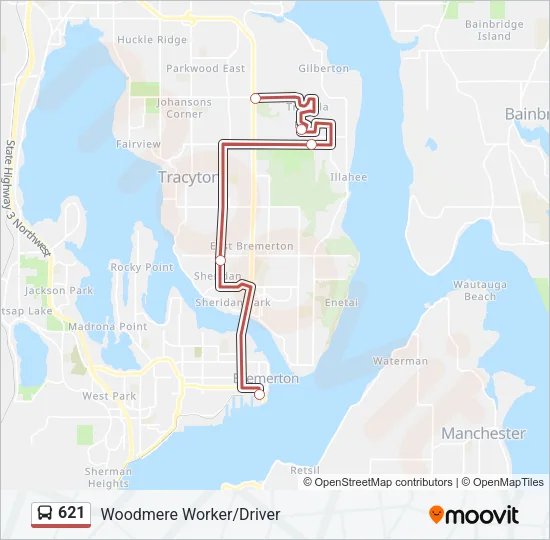 621 Bus Line Map