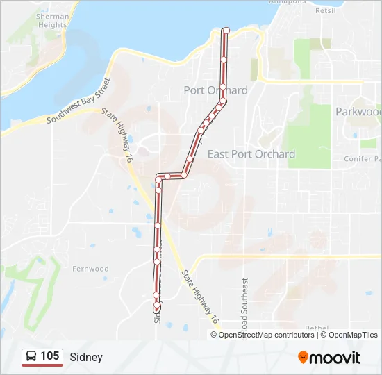 105 Bus Line Map