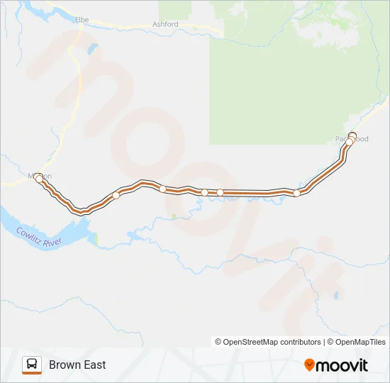 BROWN EAST Bus Line Map