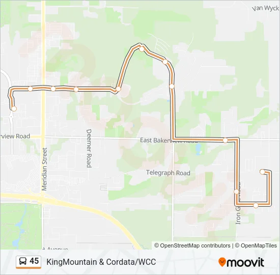 45 Bus Line Map