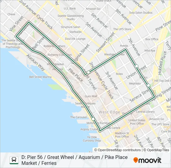 EVENING HOTEL LOOP Bus Line Map