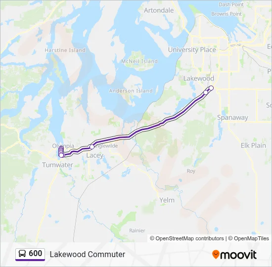 600 Route: Schedules, Stops & Maps - Olympia Transit Ctr (Updated)