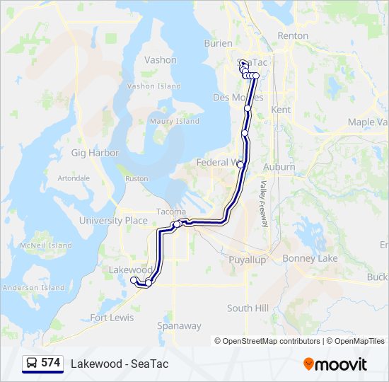 Mapa de 574 de autobús