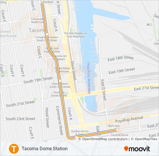 T Line路线 日程 站点和地图 Tacoma Dome Station