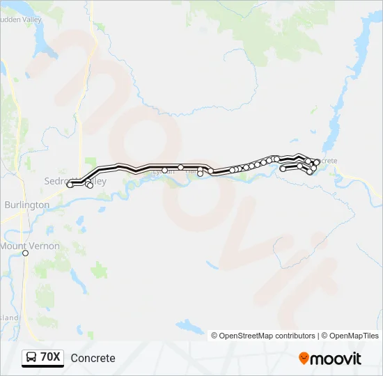 70X Bus Line Map