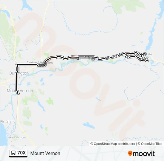70X Bus Line Map