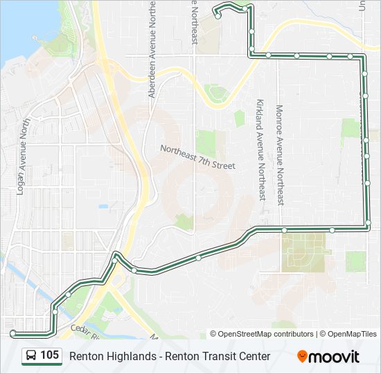 105 bus Line Map