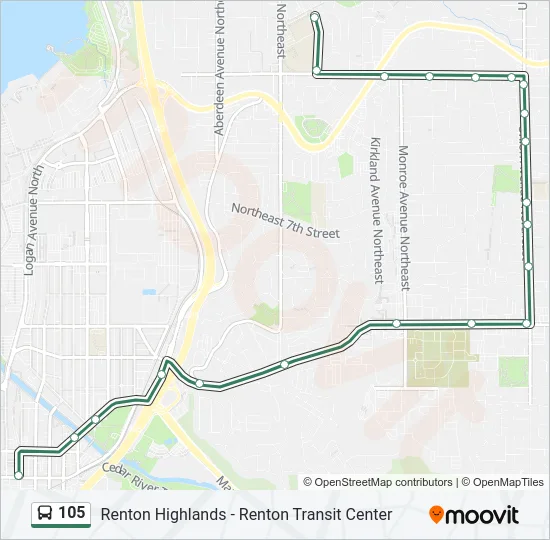 105 Bus Line Map