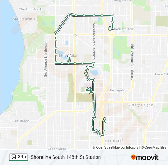 Mapa de 345 de autobús