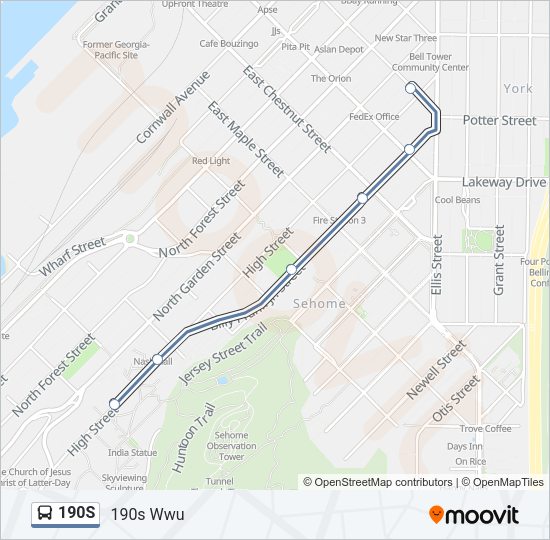 190S Bus Line Map