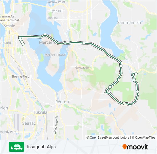 Mapa de TRAILHEAD DIRECT ISSAQUAH ALPS de autobús