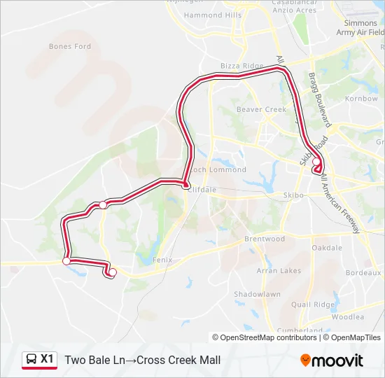 X1 Bus Line Map