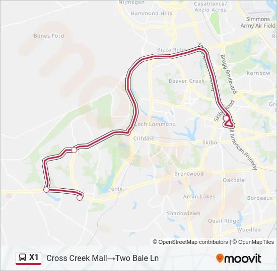 X1 Bus Line Map