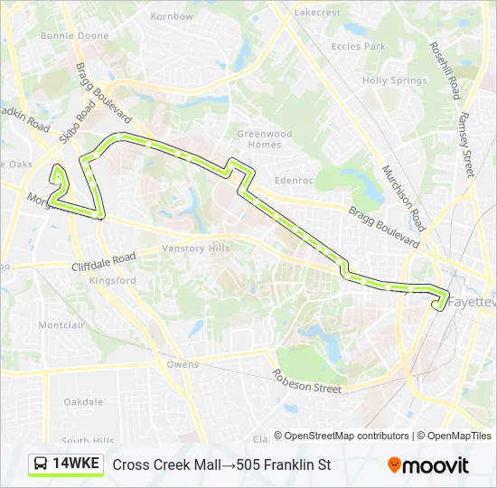 14WKE Bus Line Map