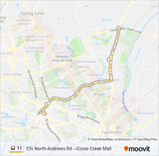 11 bus Line Map