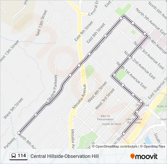 114 Bus Line Map