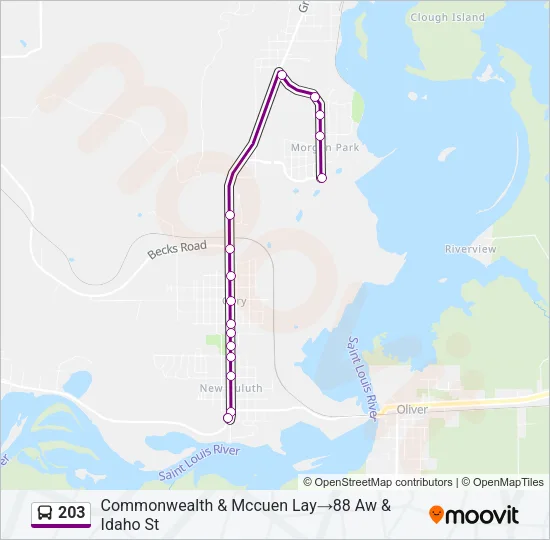 203 Bus Line Map