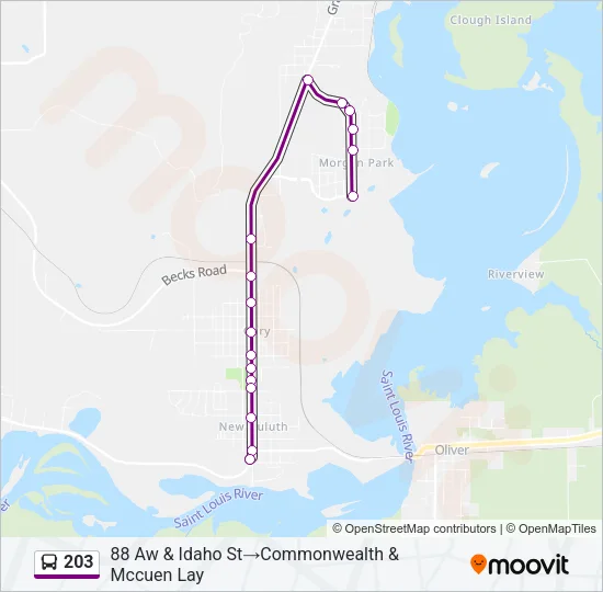 203 Bus Line Map