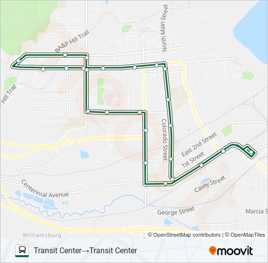 GREEN - MONTANA TECH bus Line Map