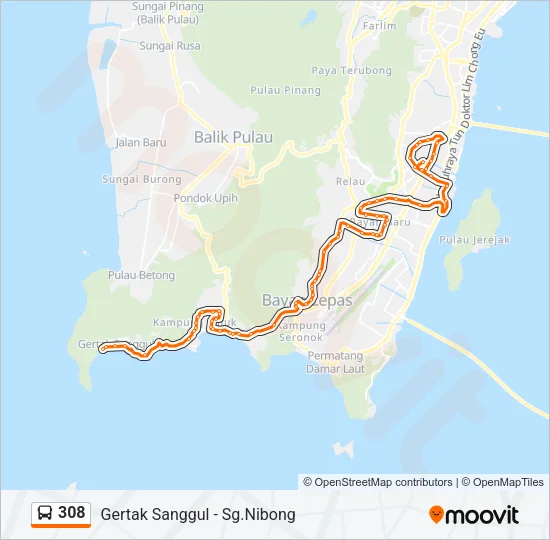 308 Bus Line Map