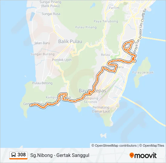 308 Bus Line Map