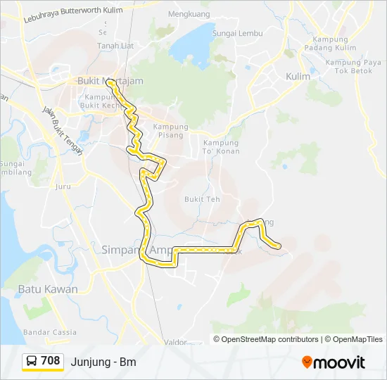 708 Bus Line Map