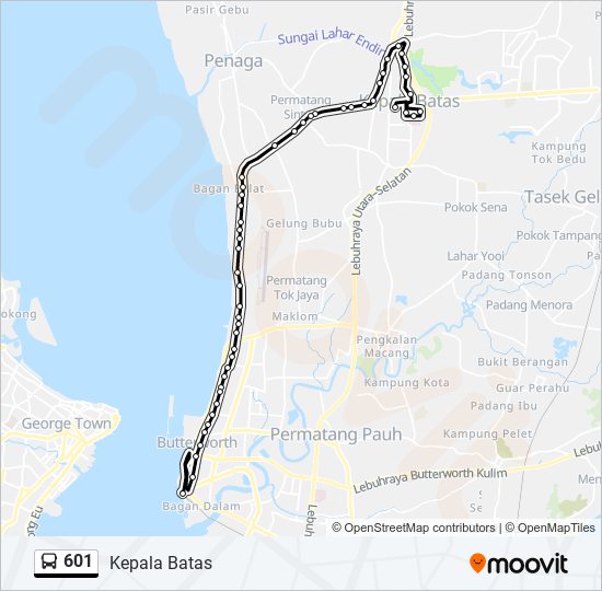 601 bus Line Map