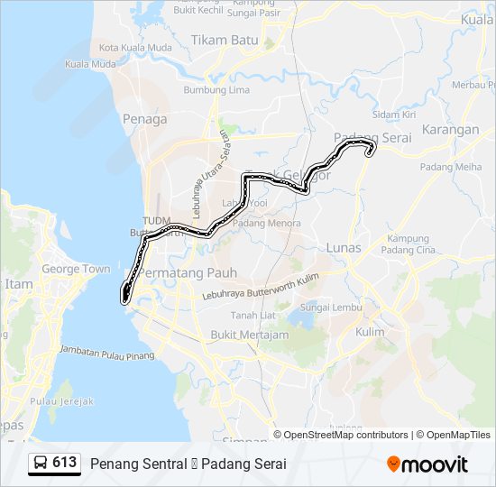 613 Route: Schedules, Stops & Maps - Penang Sentral - Padang Serai 