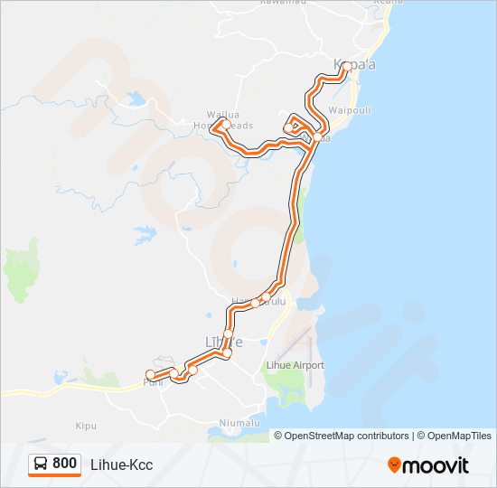 Kauai Bus Route Map 800 Route: Schedules, Stops & Maps - Southbound (Updated)