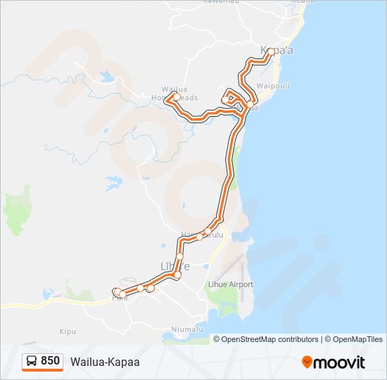 Kauai Bus Route Map 850 Route: Schedules, Stops & Maps - Kapaa Skate Park (Updated)