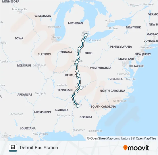 GREYHOUND US0110 Bus Line Map