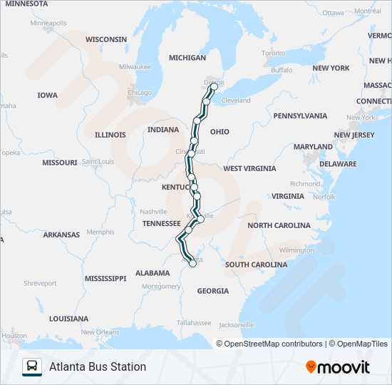 GREYHOUND US0110 Bus Line Map