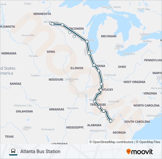 GREYHOUND US0101 Bus Line Map