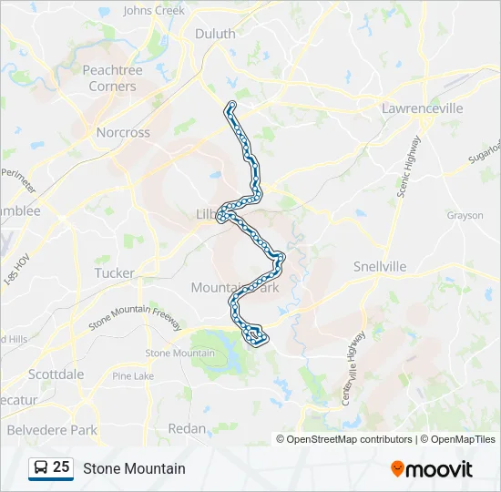 25 Bus Line Map