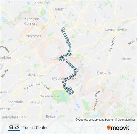 25 Bus Line Map