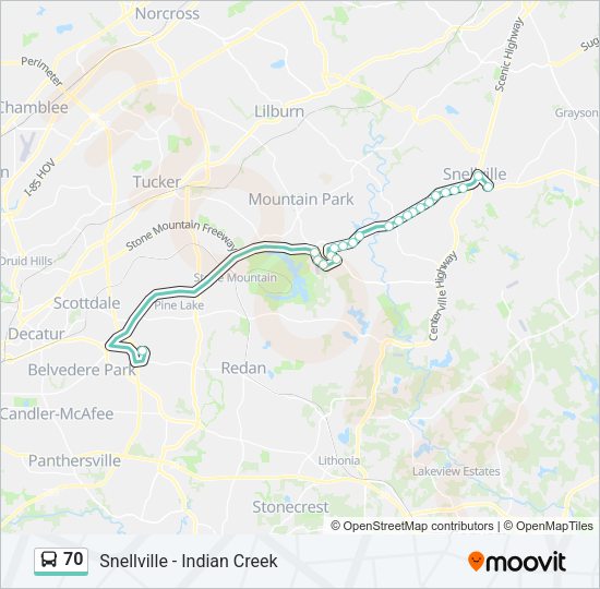 70 Bus Line Map