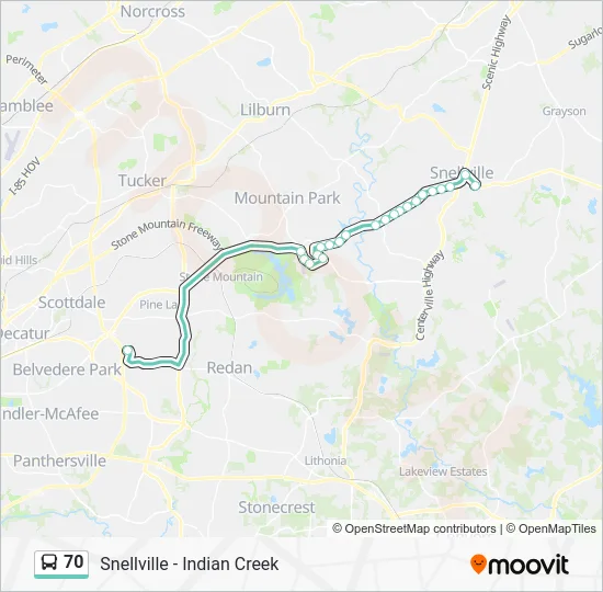 70 Bus Line Map