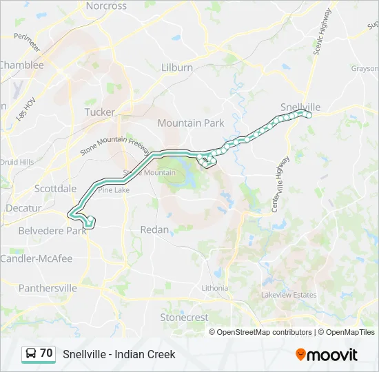 70 Bus Line Map