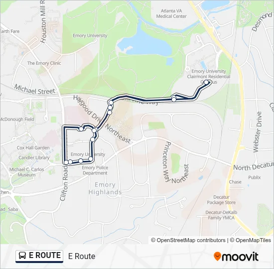 E ROUTE Bus Line Map