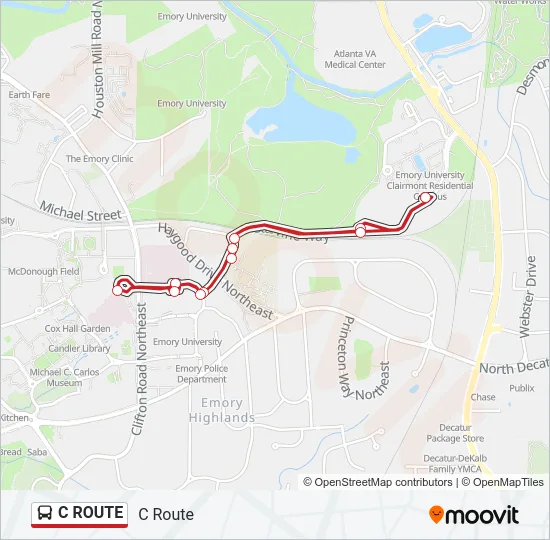 C ROUTE Bus Line Map
